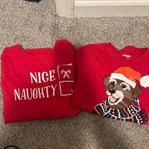 Old Navy Red Holiday Dog and Text Graphic Sweatshirts